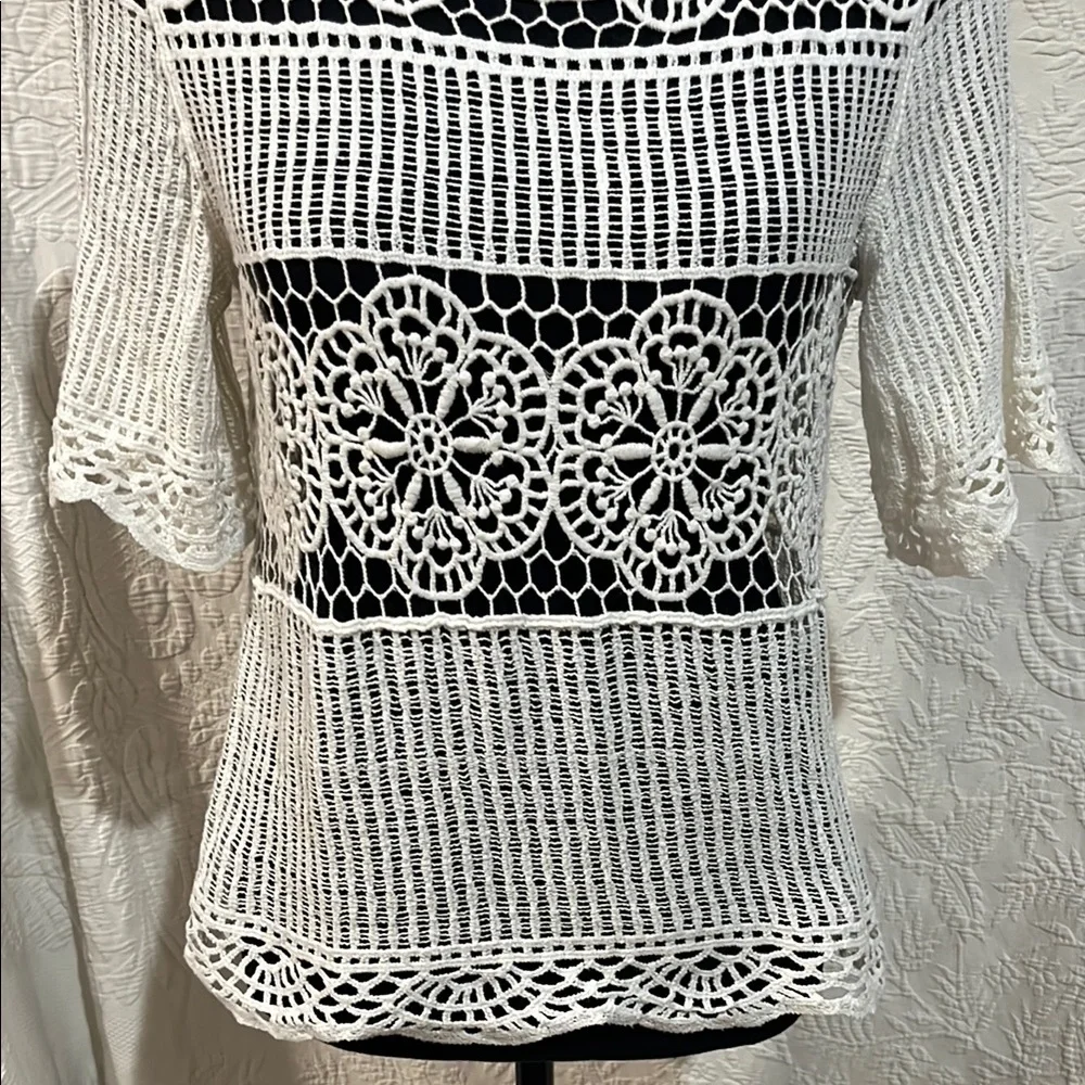 Anthropologie James Coviello Janice Crocheted Top,‎ size small